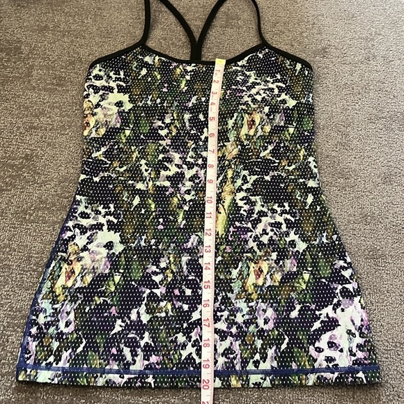 LULULEMON Power Y Tank Top Olive Green Purple Floral Multi Dot Women’s Size 6 - Picture 4 of 8